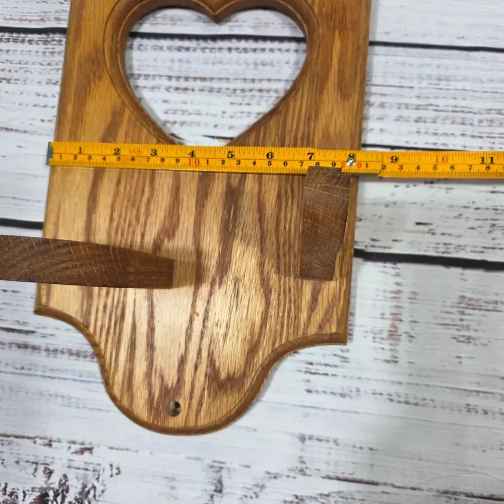 VTG Wooden Heart Hanging Wall Decor & Candle Holder/Rack